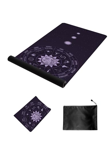 nuveti Printed Travel Yoga Mat-1/16 Inch Thick Non Slip Fitness Workout Mat with Carrying Bag, Foldable Lightweight Suede & Natural Rubber Yoga Mat for Yoga Pilates and Fitness 72" L x 24" W x 1.5mm - color: ShiErGongWei