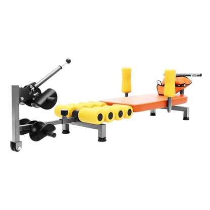 Back Stretch Bench, Adjustable Length 4.76 to 5.91 Feet, Multi Level Decompression Traction Device, Portable Lumbar Cervical Spine Relaxation Stretcher, with Foam Rollers and Traction Lever, for Home Office Gym Back Neck Relief Recovery