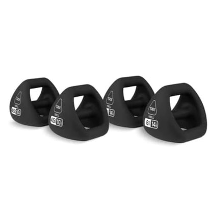 TRX YBell Neo Series 3-in-1 Kettlebell, Dumbbell and Push Up Bar Workout Equipment | Commercial Grade Neoprene Coated Surface | Perfect for Strength Training & Conditioning Workouts | Bundle - size: 48lbs 4-Pack