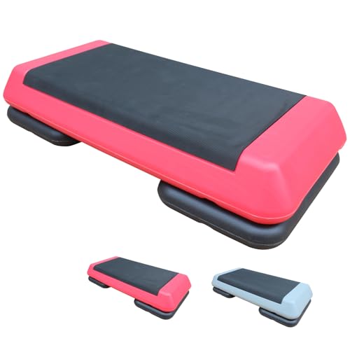 Exercise Aerobic Step Platform,Adjustable Height Fitness Stepper Stackable Risers, Aerobics Stepper Workout Stepper for Gym Home Cardio Strength & Training - color: Red-2 Risers