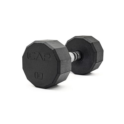 CAP Rubber Coated Dumbbell Weights, Free Weights for Home Gym Strength Training, Anti-Roll Hex Dumbbells with Black, Chrome & Comfort Grip Handles, Singles - size: 10 lb, style: 12-Sided - Chrome Handle