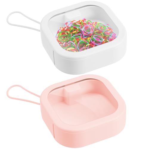 PRETYZOOM 2-Pack Hair Tie Storage Box 3.74In TPE Compact Organizer – Wall-Mount & Travel-Ready Holder for Hair Bands, Clips, Scrunchies – Desktop & Bathroom Accessory Case for Girls