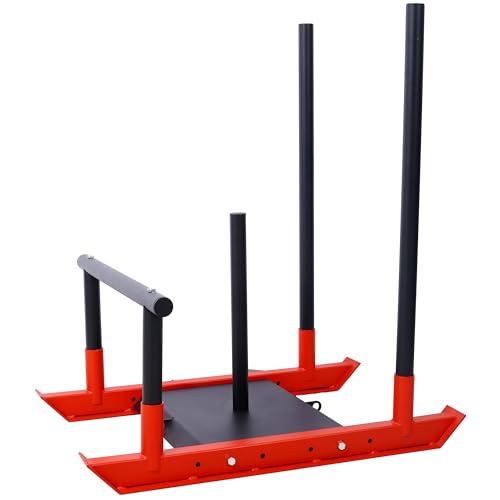 Gecheer Heavy-Duty Fitness Sled for Strength Training & Speed Work – Compatible with 1-inch and 2-inch Weight Plates, Adjustable Push/Pull Design for Muscle Building and Explosive Power