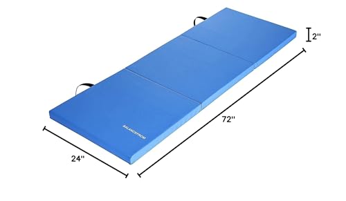 BalanceFrom 2-Pack 6x2 Feet 3-Panel Folding Gymnastics Mat, Blue – 2-Inch Thick Pad with Vinyl Surface and Carrying Handles for Tumbling, Yoga, Pilates, Home Workouts, and Martial Arts