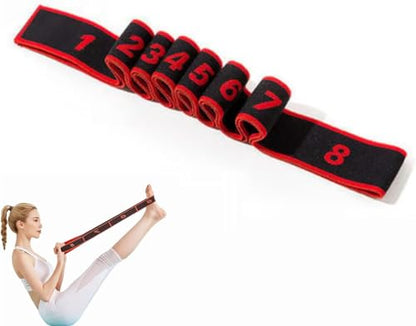 Fitness Resistance Band for Stretching and Yoga, Number Stretch Resistance Band with Clear Markings, 8-Section Elastic Training Bands for Yoga, Stretching, Pilates, Fitness