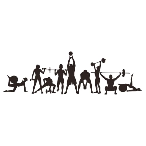 SUPERDANT ‌Strength Training‌ Wall Decals Workout‌ Wall Stickers Sport Wall Decor Decals Lift Weights Yoga Ball Vinyl Wall Decor for Gym Fitness Training Weight Room Gifts for Strength Trainers