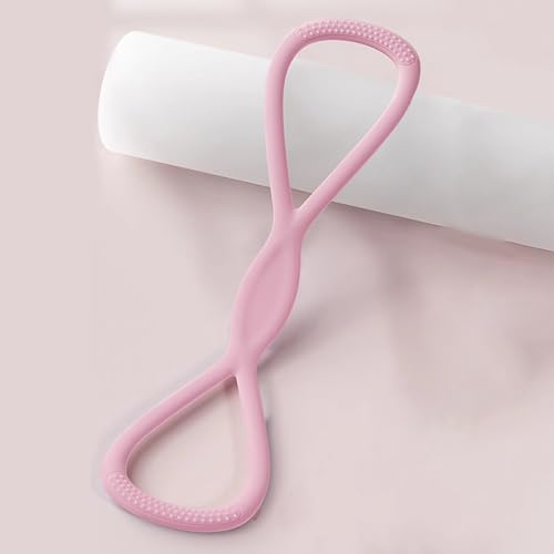 Figure 8 Resistance Bands for Women & Men – 15LB Silicone Pull Rope for Shoulder, Back & Arm Workout – Non-Slip Handles, Home Gym, Yoga & Physical Therapy – Toning, Posture Correction - color: Pink