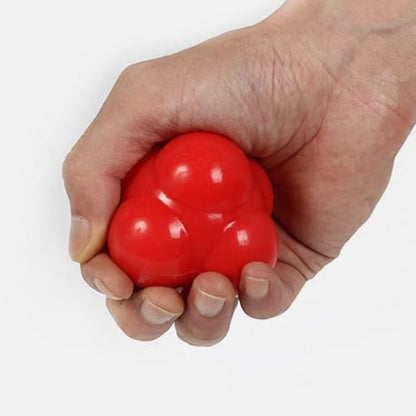 Hemoton Hexagonal Reaction Ball for Hand Eye Coordination Training, Red Large 68mm Silicone Agility Fitness Ball for Indoor Speed and Reflex Exercise