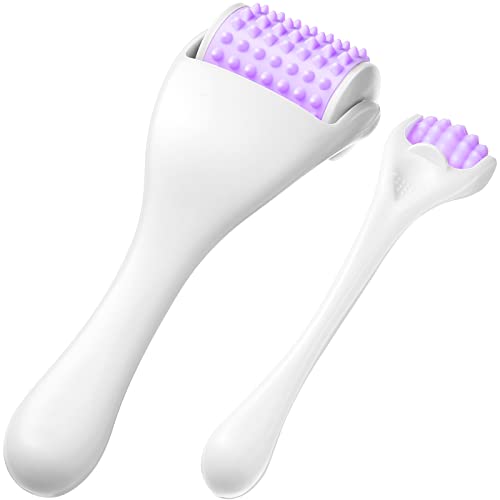 2 Pcs Muscle Roller Gift Fascia Stick Cellulite Face Muscle Body Massage Roller Massage Tool for Relief Neck Arm Back Leg Body Deep Release(Purple,Silicone) - color: Purple, style: Silicone