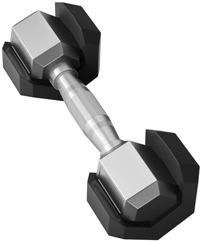 Signature Fitness Rubber Encased Hex Dumbbells with Optional Rack, 10 15 20LB Pairs and 5, 10 and 15 Pairs Weight Sets for Home Gym