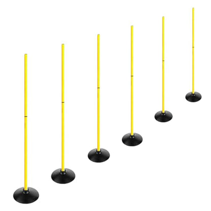 TNZMART 4.9FT Training Agility Poles Set Detachable Soccer Training Sticks Slalom Poles with 10 Disc Cones and Speed Ladder - style: Pack of 6