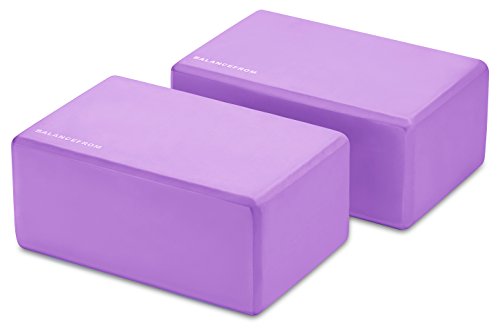 Fitvids Set of 2 High Density Yoga Blocks, 9"x6"x4" Each - color: Purple