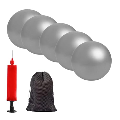 Mini Pilates Exercise Yoga Ball, 6 Inch Small Inflatable Exercise Yoga Ball,Core Training and Physical Therapy Equipment, with Pump - color: Gray-5PCS, size: 6 inch