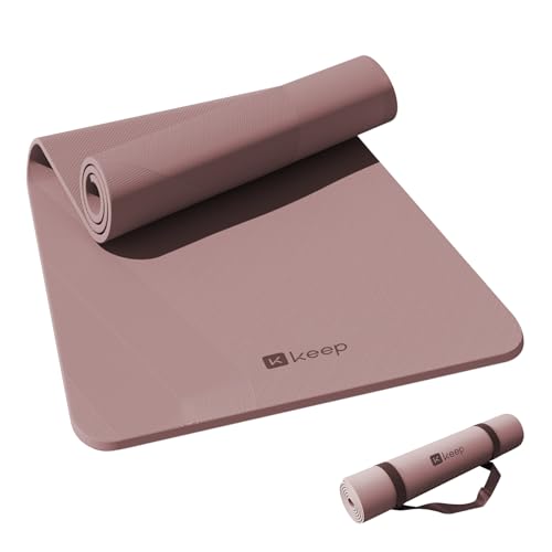 KEEP Extra Wide Yoga Mat, 7mm Thick 72" x 32" Exercise Mat - color: Smoky Pink