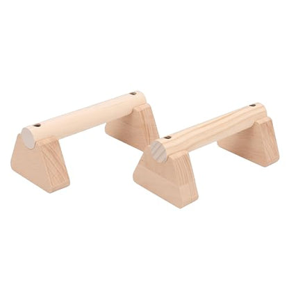 2 Pcs Beech Wood Push Up Bars Versatile Training Equipment for Chest, Shoulders, Arms, Core, with Non-Slip Rubber Hands, Lock Slots