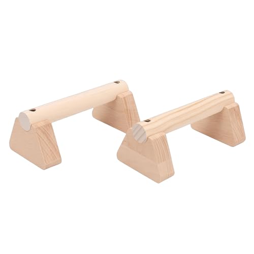 2 Pcs Beech Wood Push Up Bars Versatile Training Equipment for Chest, Shoulders, Arms, Core, with Non-Slip Rubber Hands, Lock Slots