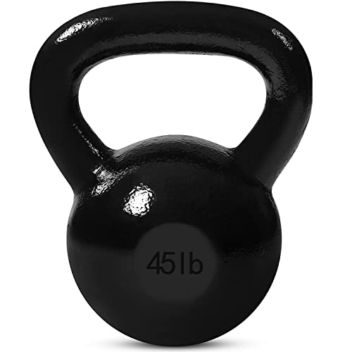 JFIT Cast Iron Kettlebell – Single Weight, Flat Bottom, Polished Handle | Men & Women | CrossFit, Cardio & Strength Training - size: 45.0 Pounds