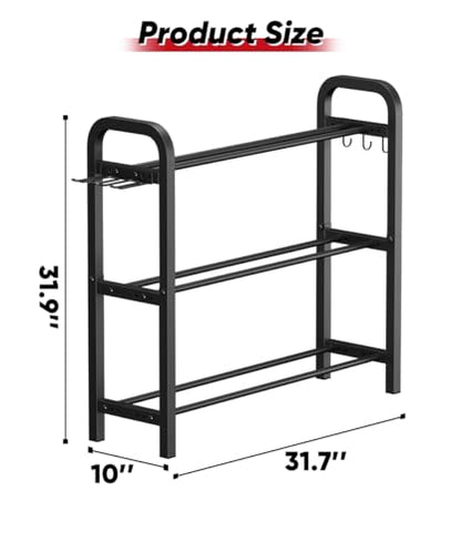 Adjustable Dumbbell Rack, Weight Storage Stand Holder for Dumbbells & Kettlebells, Heavy-Duty Home Gym Organizer with 6 Hook for Home Gym Equipment Accessories (Rack Only)