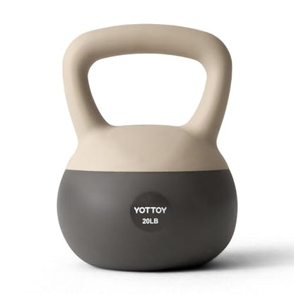 YOTTOY Soft Kettlebell, Set for Strength Training Kettlebells & Home Workouts, Soft-Sided Cushioned Base, Wide-Handle - Ideal for Men, Women, & Beginners - color: 20LB-White