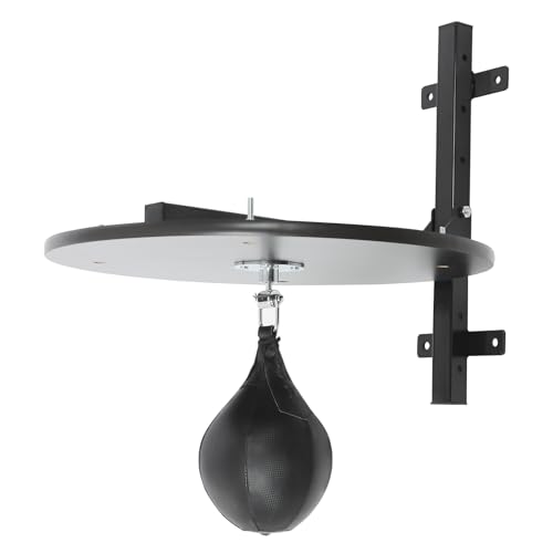 Heavy Duty Adjustable Speed Bag Platform Kit, Height Wall Mount Professional Fitness Ball Boxing Reaction Training Kit with Shackle Swivel - color: Black