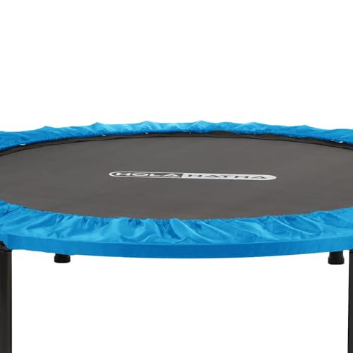 Foldable Mini Trampoline Home Gym Fitness Rebounder with 5 Level Adjustable Handle, Supportive 440 lb Capacity Workout Equipment, 40", Blue