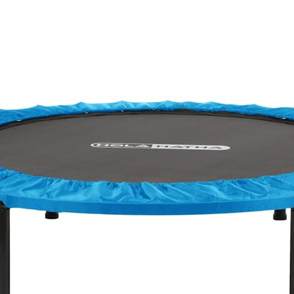 Foldable Mini Trampoline Home Gym Fitness Rebounder with 5 Level Adjustable Handle, Supportive 440 lb Capacity Workout Equipment, 40", Blue