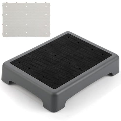 Stepping Stool One-Step, Elderly Moveable Non-Slip Platform, 440 Lbs Strong Bearing Capacity Half Stair, Short Step Supportive Riser for Senior & S for Stairs Beds Cars
