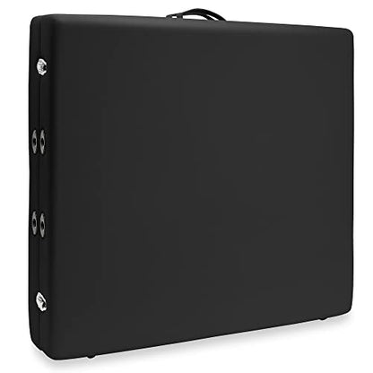 Saloniture Portable Physical Therapy Massage Table - Low to Ground Stretching Treatment Mat Platform - Black