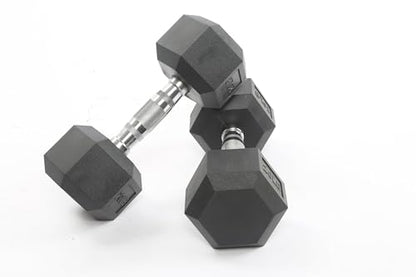 IDEAHOUSE Non-Slip Hex Dumbbells - Rubber & PEV Coated Free Weights with Anti-Roll Handles for Unisex Strength Training (Home Gym Exercise Equipment) - size: 110 Lb Set(Pair of 25, 30)