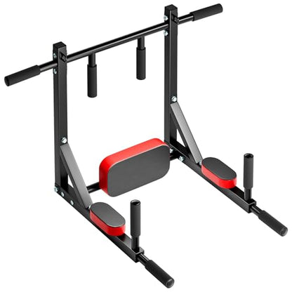Wall Mounted Pull Up Bar Dip Station, Heavy Duty Chin Up bar Multifunctional Dip Station for Indoor Home Gym Workout, Wall Punching Power Tower Set Fitness Equipment, Supports to 440Lbs
