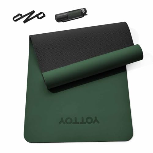 Yoga Mat,Non-Slip TPE Exercise Mat(1/4 Inch) for Pilates, Fitness & Barefoot Workouts, Home Gym Studio with Strap & Bag