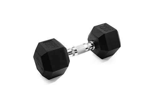 GYMENIST Single Hex Rubber Dumbbell with Metal Handles Exercise Heavy Workout Dumbbells Workout Weights Sold As Singles or Set of 2