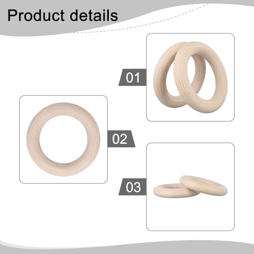 2 PCS wood Gymnastics Rings, Double Circle Gymnastics Rings Gym Ring, Non-slip and Sweat-Absorbent for Kids Adult Home Fitness Pull Up(25mm 19cm)