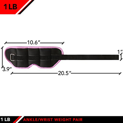 JFIT Ankle Weights - Ankle Weight Pair 10 Weight and Bundle Options - 0.5 to 8 lbs. Each (Set of 2) Adjustable Straps – Comfortable, Breathable, Moisture Absorbent Weight Straps for Men and Women