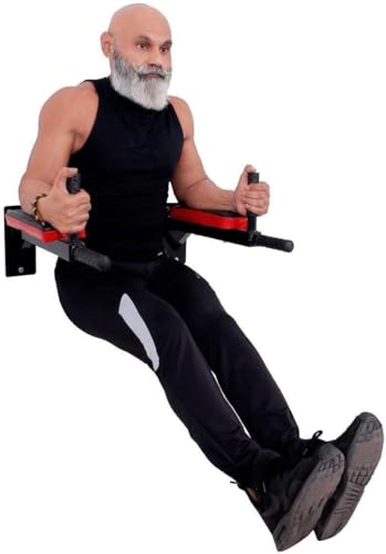 Wall-Mounted Dip Station, Heavy Duty Exercise Bar with 4 Padded Handles