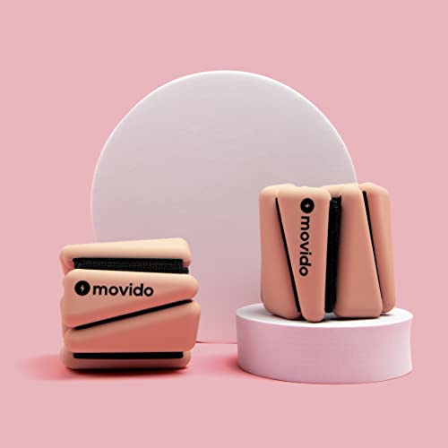 Movido Wrist and Ankle Weights | 1 lb each (2 per set) | Adjustable Workout Weights for Women and Men | Perfect for Yoga, Walking, Pilates, Hiking, Aerobics, Movement - color: Blush