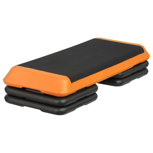 43'' Wide Adjustable Aerobic Step Platform - 4 Stackable Risers for Home Gym Cardio, Strength & Full-Body Training - color: Orange
