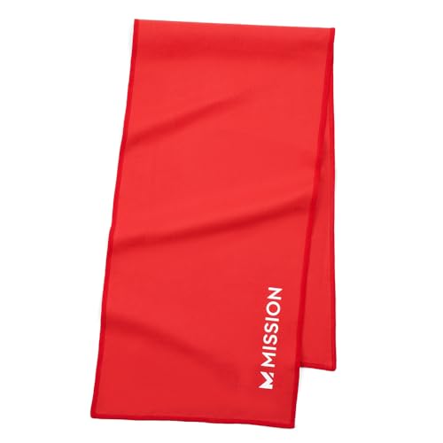 MISSION On-The-Go Cooling Towel - Soft, Lightweight Fabric - Cools Up to 2 Hours - UPF 50 Sun Protection - Machine Washable (Red) - color: Red