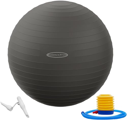 Fitvids Anti-Burst and Slip Resistant Exercise Yoga Fitness Birthing Ball with Quick Pump, 2,000-Pound Capacity, Multiple Colors and Sizes - color: Gray, style: 19-22in (48-55cm), M