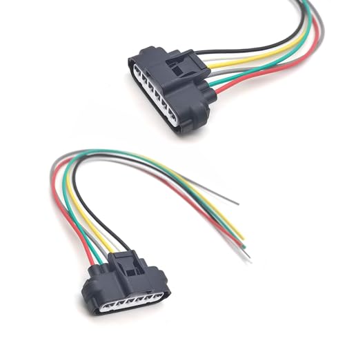 2 PCS Throttle Body Pigtail, 6 Way 6 Pin Throttle Position Sensor Repair Connector, Heat Resistant Plug and Play Wiring Harness Plug Replace #90980-11858, Standard Repair Accessories (Black)
