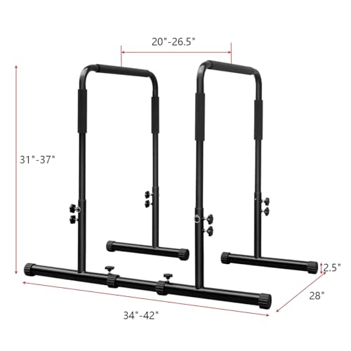 Dip Bar, Heavy Duty Dip Station Adjustable Parallel Bars for Full Body Workout Fitness, Functional Parallettes Bars for Home Gym Strength Training Workout