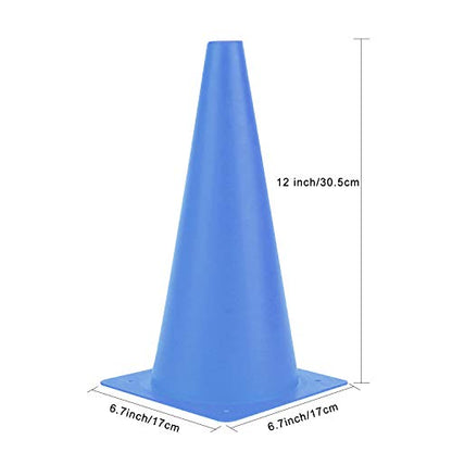 12 Inch Traffic Training Cones, Plastic Safety Parking Cones, 6 Colors - color: Blue, Set of 12