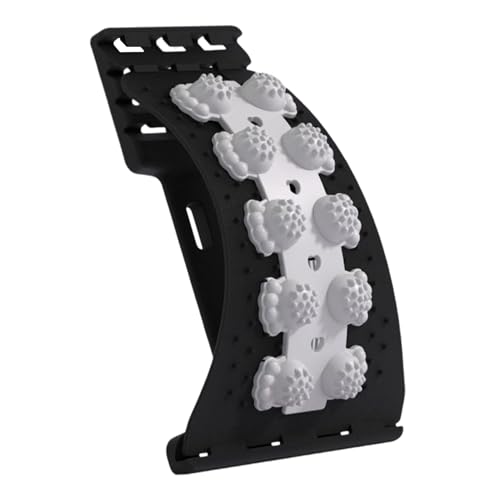 Cracker Board Massager with Nodes - Lower Back Stretcher, 4 Level Adjustable Arch, Spine Alignment Correction Support, Tissue Nerve Relaxation Slouching Prevention | for Home Gym Orthopedic Wellness - color: Black