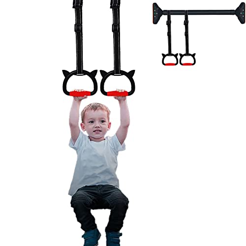 Professional Gymnastic Rings,Both for Adults and Kids,Support 440lb,Home Fitness Equipment,Indoor and Outdoor Pull-up Bar for Stretching and Height Increase (Reddark-1.5m)