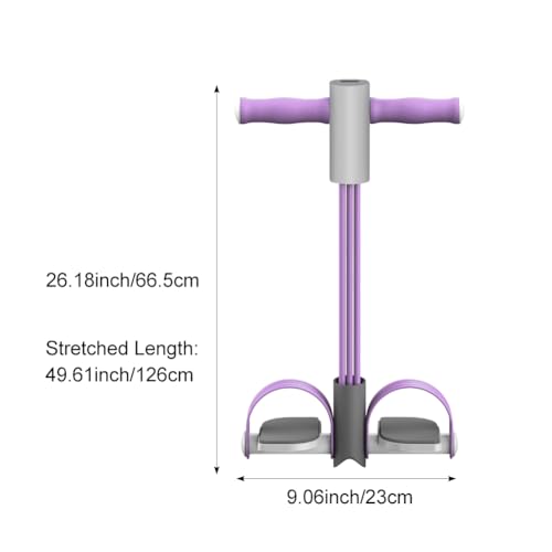 Abdominal Trainer, Sit-Up Training Equipment, 6 Tubes Fitness Elastic Pull Rope, Tension Rope Pull Up Pilate Foot Pedal Resistance Band Workout Tool Ab Shaper - color: Purple