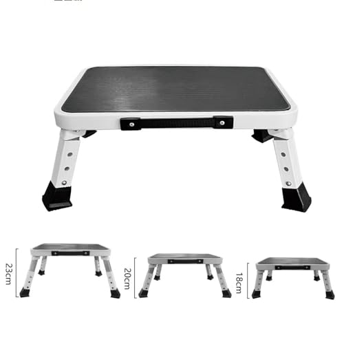 RV Step Stool Foldable Adjustable Step Ladder Sturdy Metal Stable Step Stool with a Non-Slip Platform Supports up to 500 lb with Non-Slip Rubber Feet