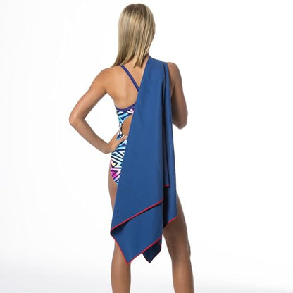 Flow Hydro Sport Towel - Microfiber Quick Dry Swimming Towels for Swim, Pool, Triathlon, and Other Water Sports in Medium, Large, Extra Large, and Hooded Sizes (Navy, Large (60" x 30"))