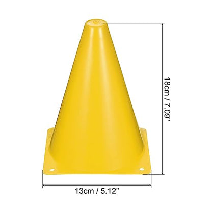 PATIKIL 7" Soccer Cones, 24 Pack Plastic Traffic Training Agility Field Markers with Carrying Bag for Outdoor Activity Practice, Yellow