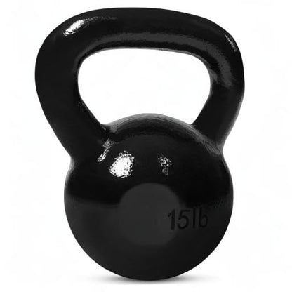JFIT Cast Iron Kettlebell – Single Weight, Flat Bottom, Polished Handle | Men & Women | CrossFit, Cardio & Strength Training - size: 15.0 Pounds