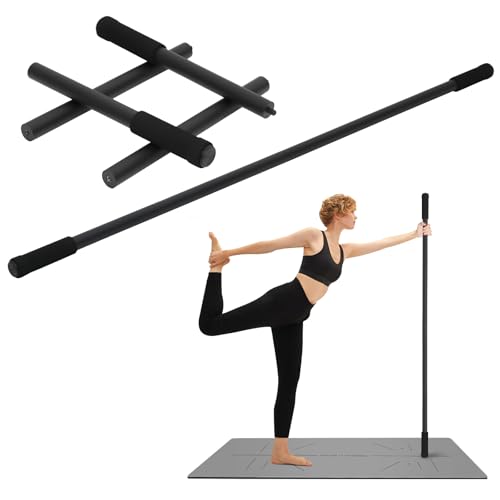 Yoga Stick, 5ft Exercise Stick for Mobility, Stretching Stick with Non-Slip Ends, Exercise Dowel for Pilates, Balance Pole and Stretch Bar for Stretching Equipment